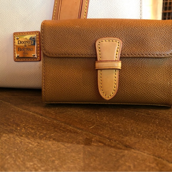 Dooney & Bourke White and Tan Leather Satchel Bag - Picture 8 of 13